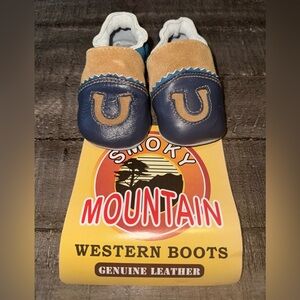 Smoky Mountain Kids Leather Walker Shoes - Blue and Tan